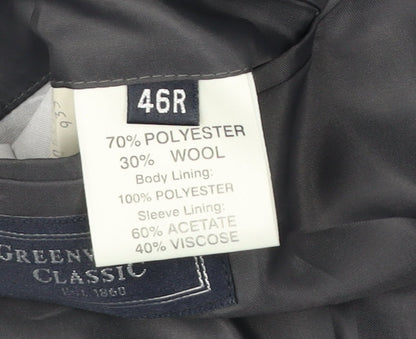 Greenwoods Classic Men's Grey 46R Wool Blend Blazer Jacket