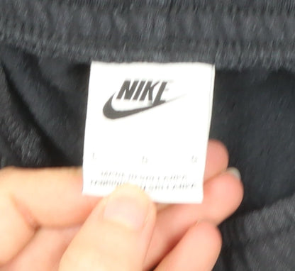 Nike Men Black L Sweatpants Joggers Cotton Blend Elastic Waist