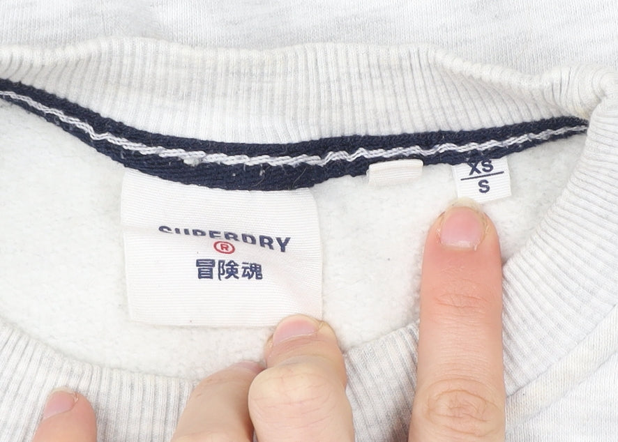 Superdry Men’s Grey Graphic Sweatshirt XS Pullover Crew Neck