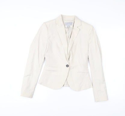 H&M Womens Ivory Blazer UK 6 Slim Fit Single Breasted Jacket