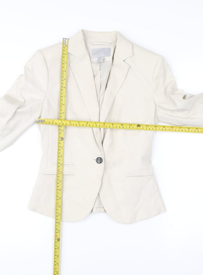 H&M Womens Ivory Blazer UK 6 Slim Fit Single Breasted Jacket