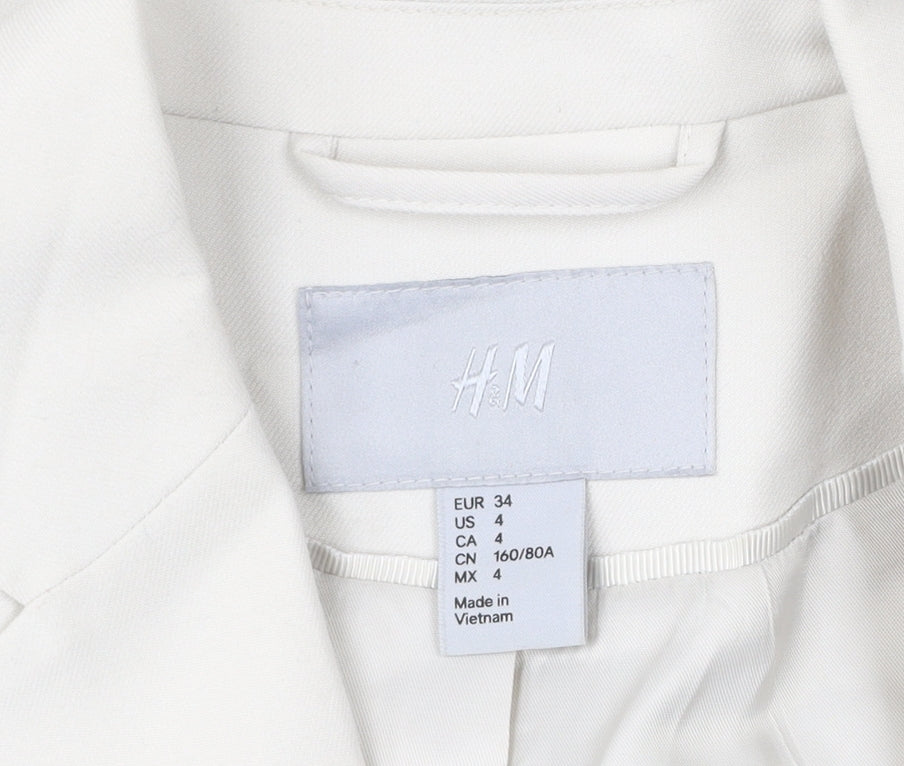 H&M Womens Ivory Blazer UK 6 Slim Fit Single Breasted Jacket