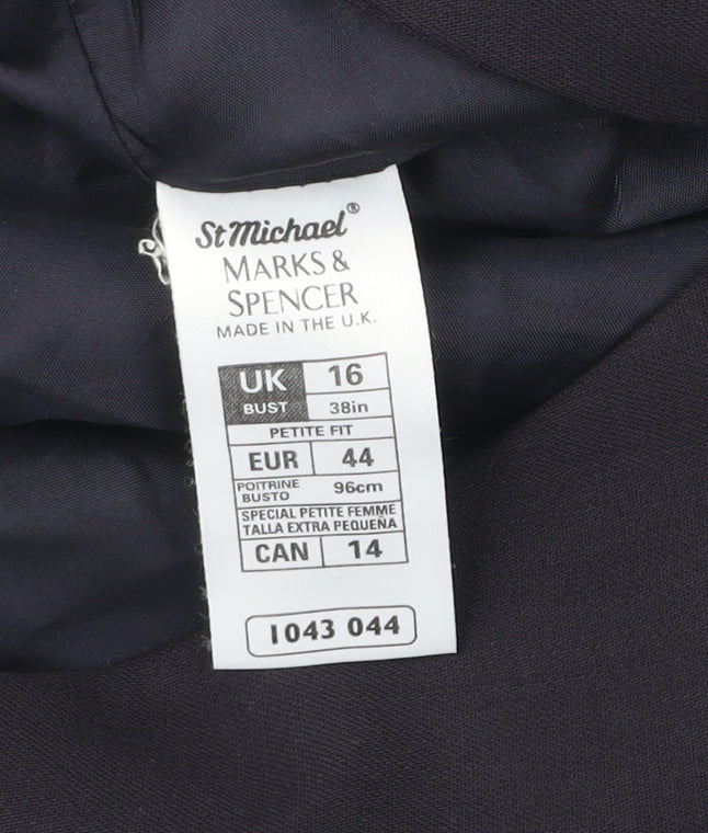 Marks and Spencer Women’s Blue Wool Petite Fit Suit Jacket UK 16