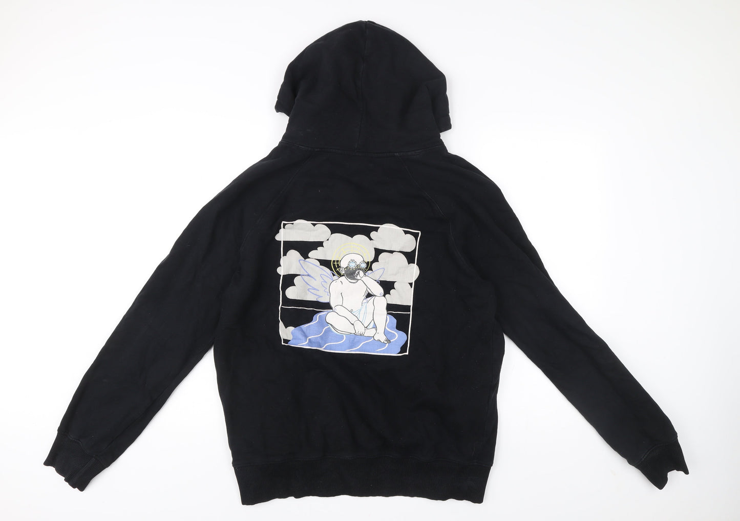 Santo Ammo Men’s Black Pullover Hoodie L Graphic Angel Print