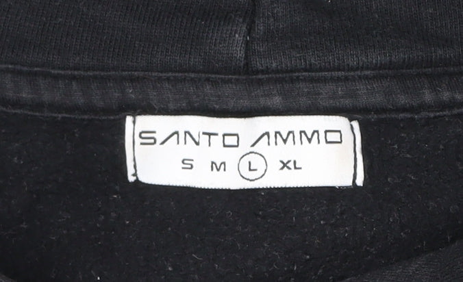 Santo Ammo Men’s Black Pullover Hoodie L Graphic Angel Print