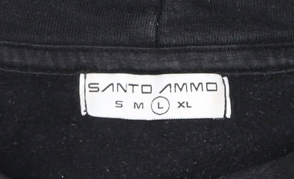Santo Ammo Men’s Black Pullover Hoodie L Graphic Angel Print