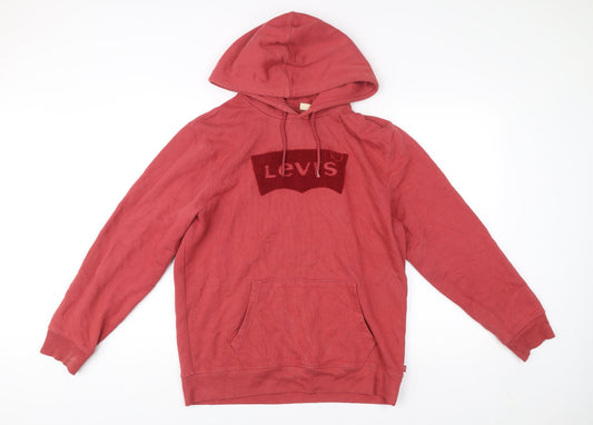 Mens UK Size M Levi's Red Pullover Hoodie