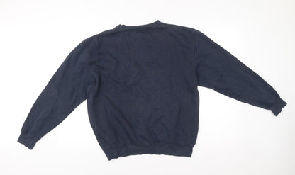 Lane Seven Womens Blue Sweatshirt M Pullover Crew Neck Feather Print