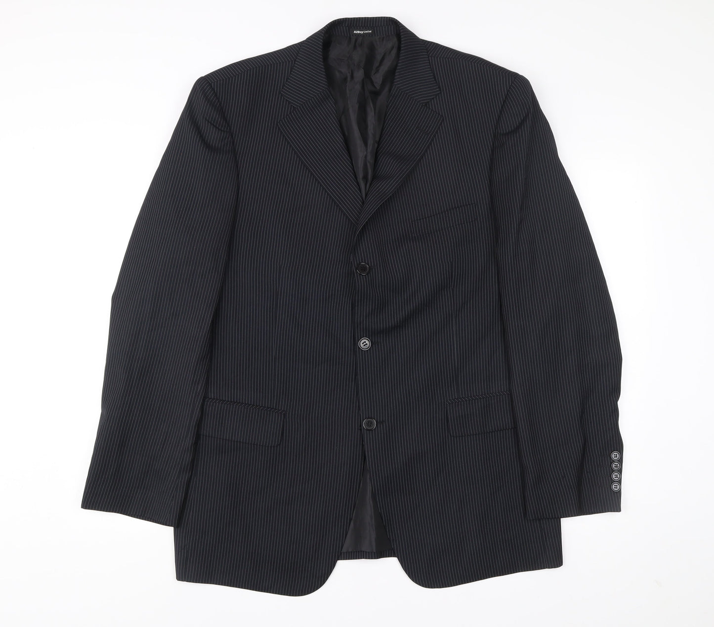 A2Bay Limited Edition Men’s Black Pinstripe Wool Blazer Jacket Size 42