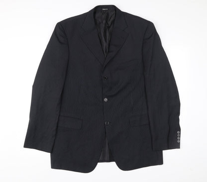 A2Bay Limited Edition Men’s Black Pinstripe Wool Blazer Jacket Size 42
