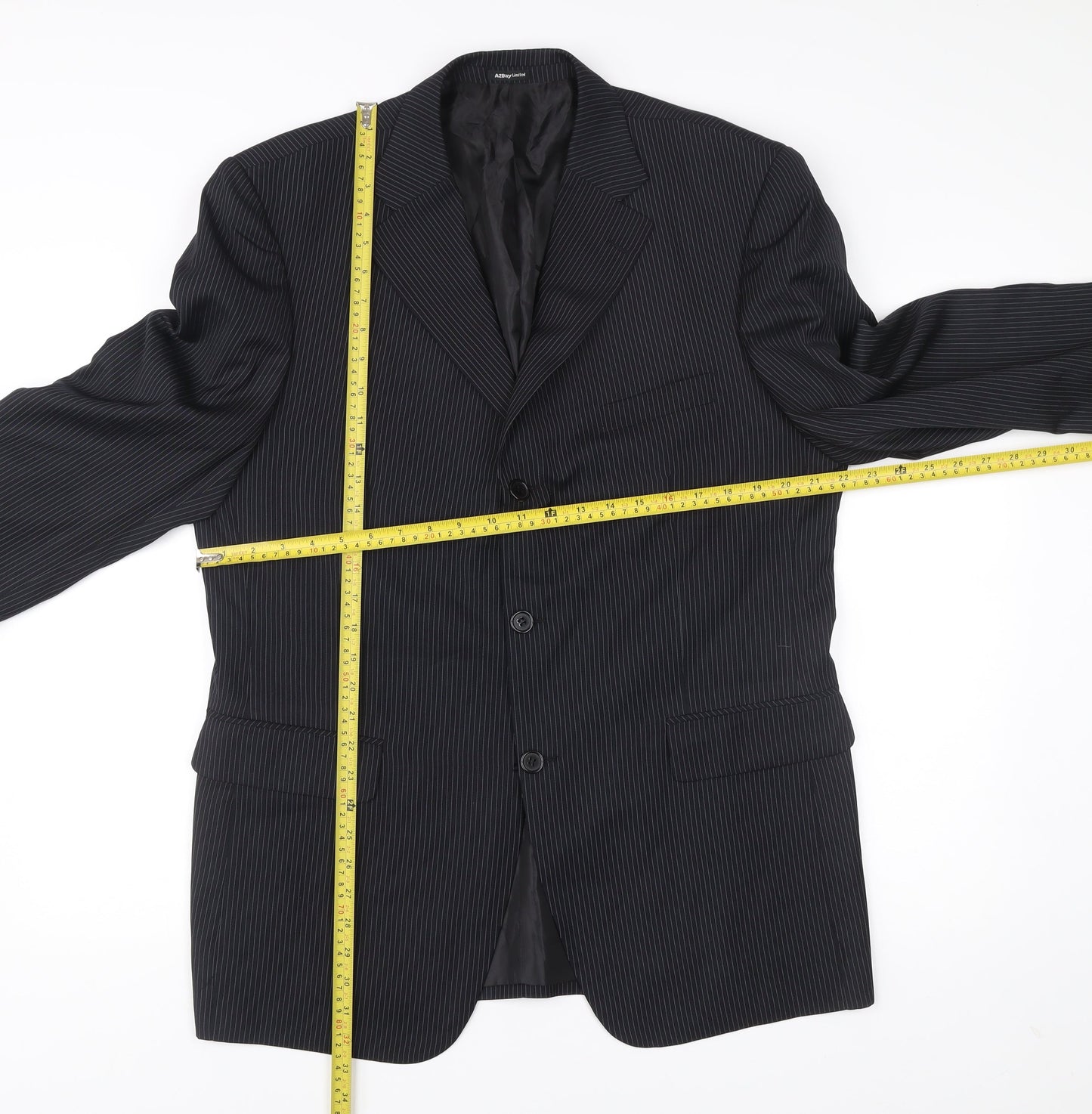 A2Bay Limited Edition Men’s Black Pinstripe Wool Blazer Jacket Size 42