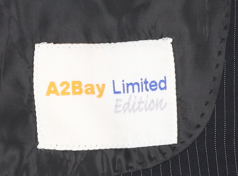 A2Bay Limited Edition Men’s Black Pinstripe Wool Blazer Jacket Size 42