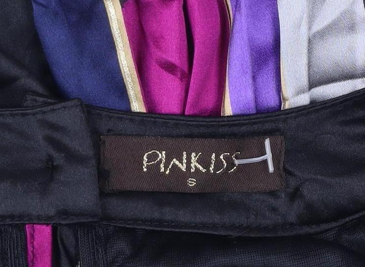 Pinkiss Women’s Black Purple Geometric Strapless A-Line Dress S