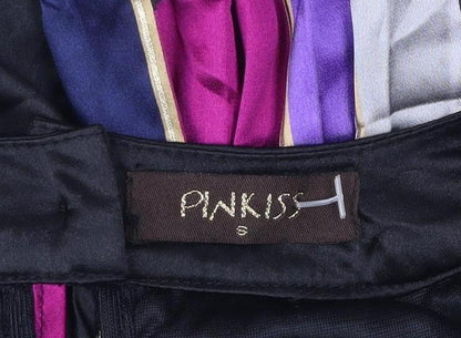 Pinkiss Women’s Black Purple Geometric Strapless A-Line Dress S