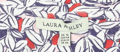 Laura Ashley Women’s Multicoloured Floral T-Shirt UK 18 Cotton Modal