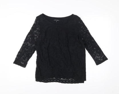 Next Petites Women’s Black Lace Tunic Blouse Size 16 Petite