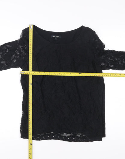 Next Petites Women’s Black Lace Tunic Blouse Size 16 Petite