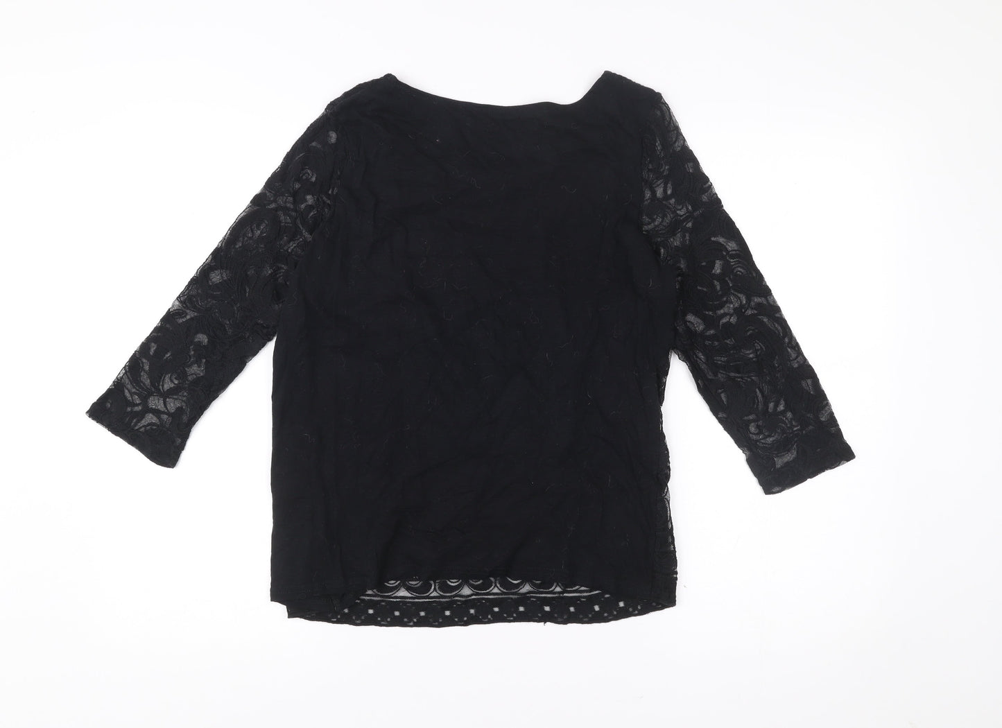 Next Petites Women’s Black Lace Tunic Blouse Size 16 Petite