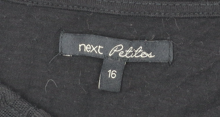 Next Petites Women’s Black Lace Tunic Blouse Size 16 Petite