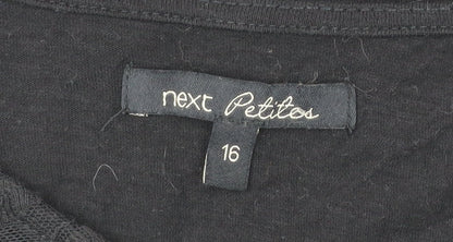 Next Petites Women’s Black Lace Tunic Blouse Size 16 Petite