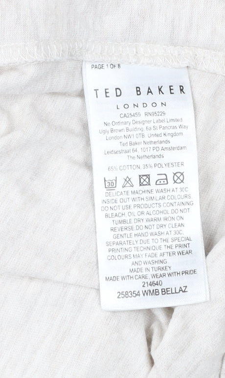 Womens UK Size 12 Ted Baker Beige Basic T-Shirt