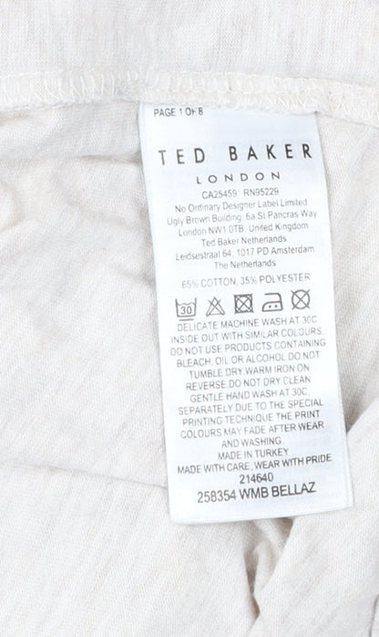 Womens UK Size 12 Ted Baker Beige Basic T-Shirt