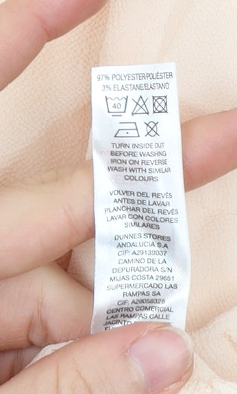 Dunnes Women’s Beige Blouse Size 14 Bow Sleeve 3/4 Lightweight