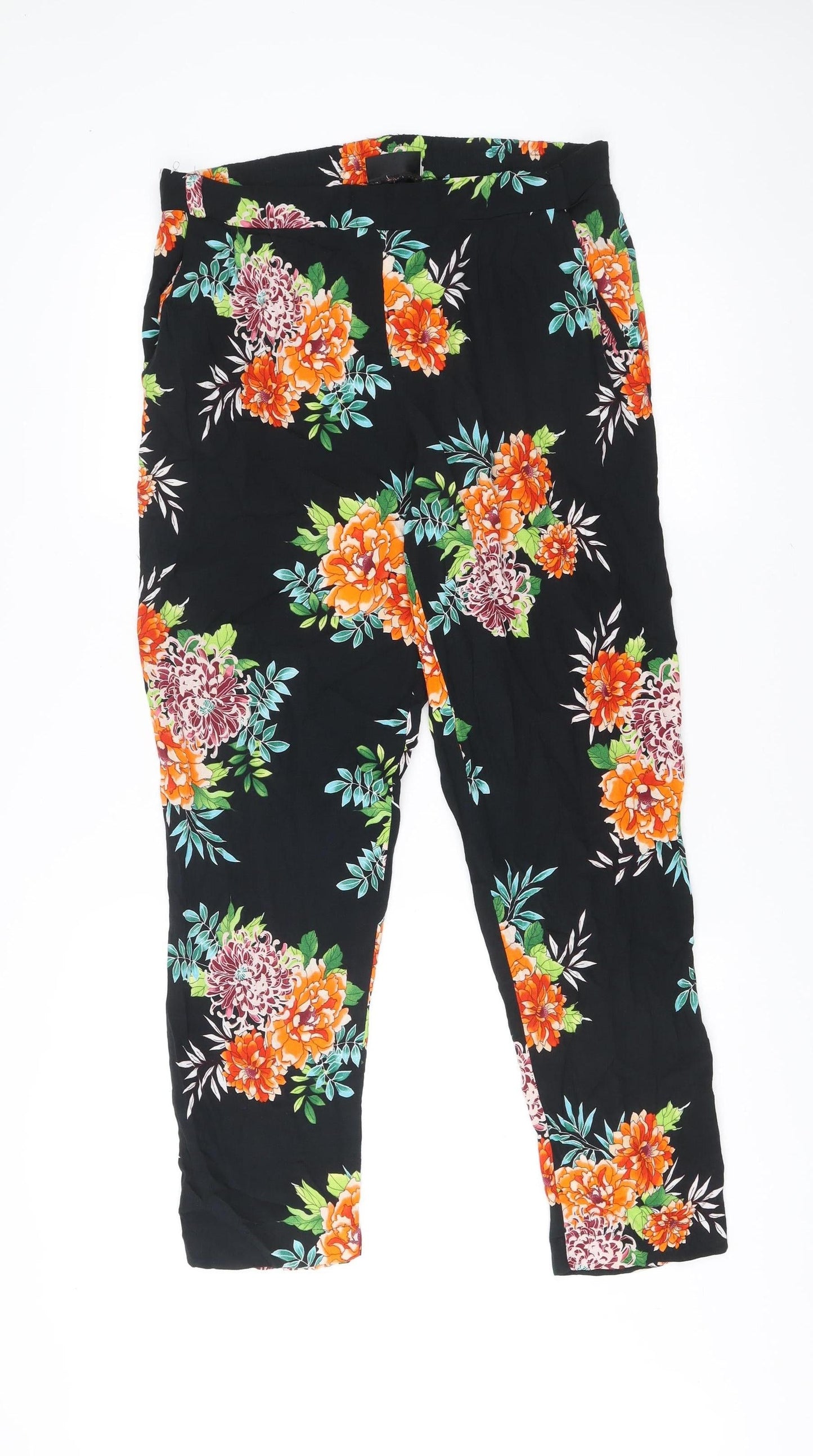 Womens UK Size 12 Wallis Relaxed Fit CasualTravelHoliday Black Trousers
