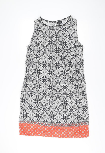 JD Williams Womens Black White Orange Linen Cotton Size 16 Shift Dress
