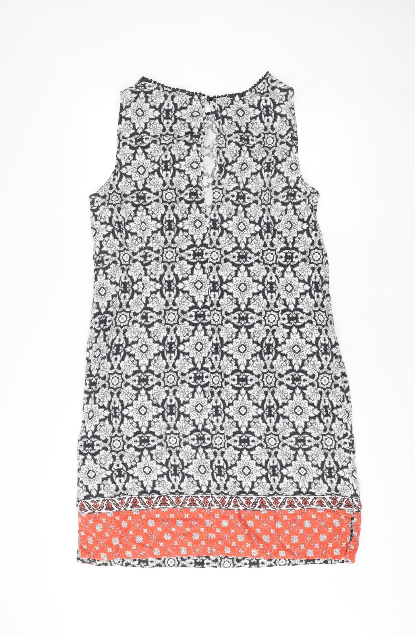 JD Williams Womens Black White Orange Linen Cotton Size 16 Shift Dress