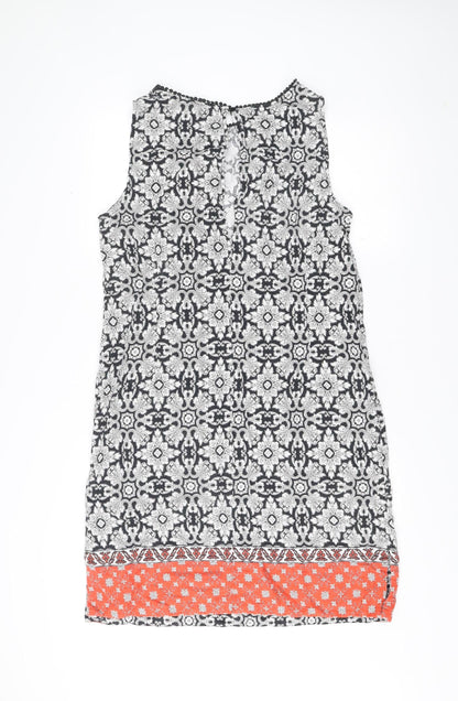 JD Williams Womens Black White Orange Linen Cotton Size 16 Shift Dress