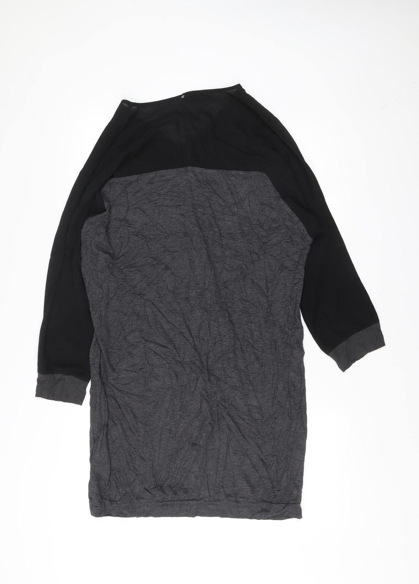 Calvin Klein Jeans Women’s Black Grey Shift Dress Size L V-Neck 3/4 Sleeve