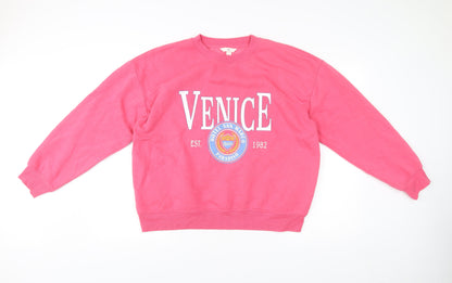H&M Women’s Pink Venice Graphic Sweatshirt Size 12 Regular Fit