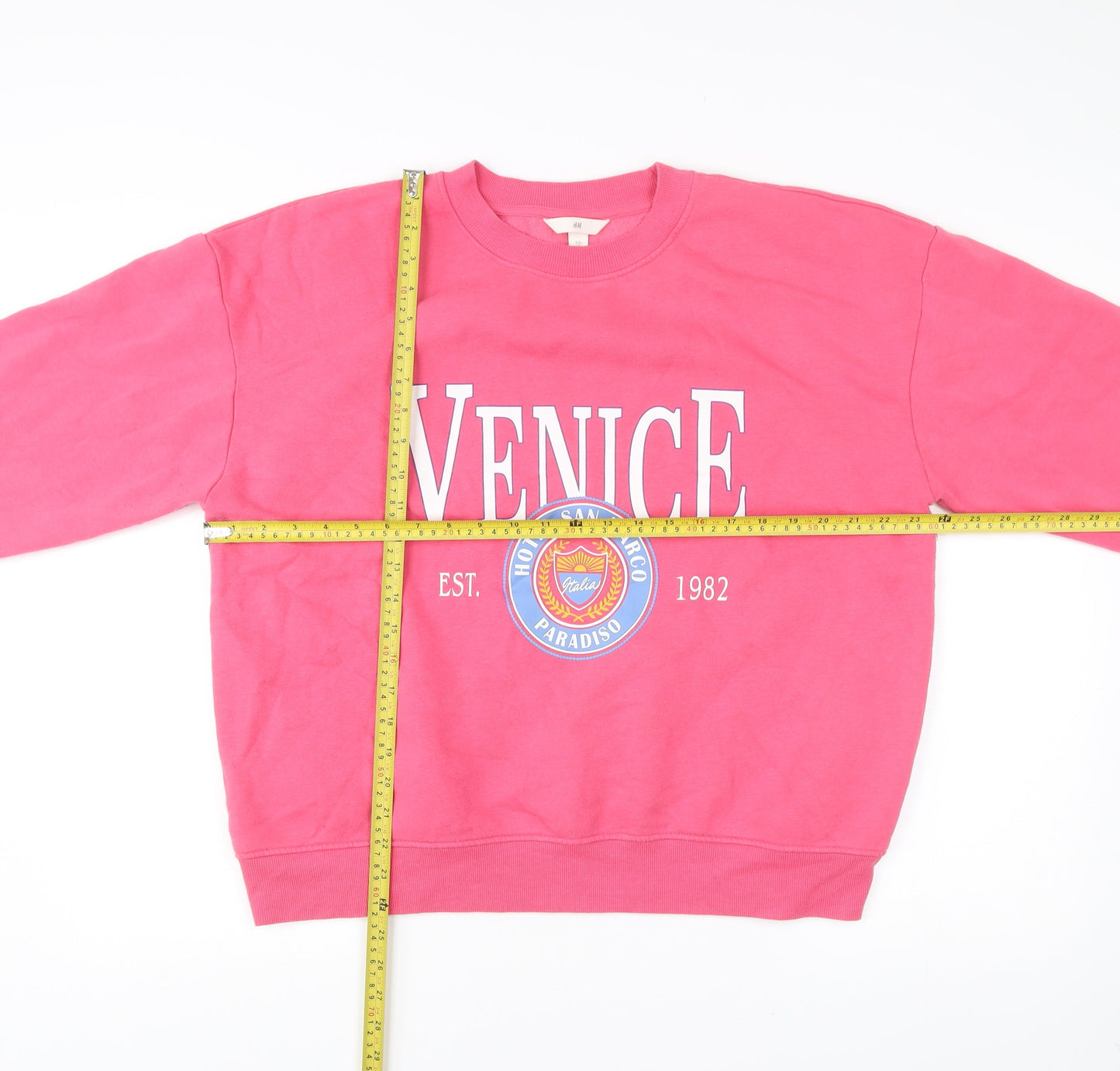 H&M Women’s Pink Venice Graphic Sweatshirt Size 12 Regular Fit