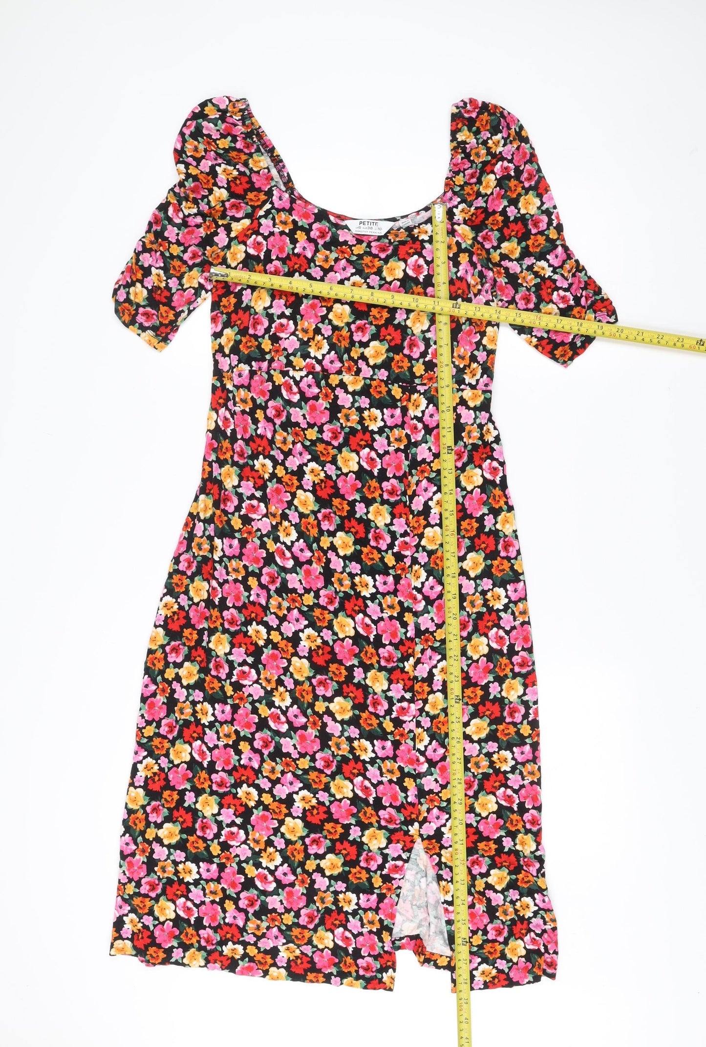 Dorothy Perkins Petite Womens Multicoloured Floral Bodycon Dress Size 10