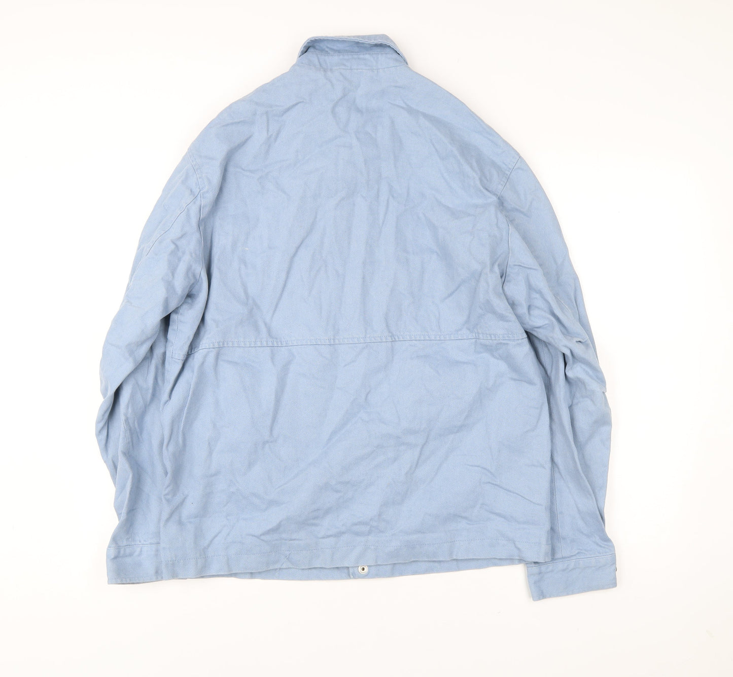 Zara Men’s Blue Cotton Jacket Size L 42in Casual Button Front