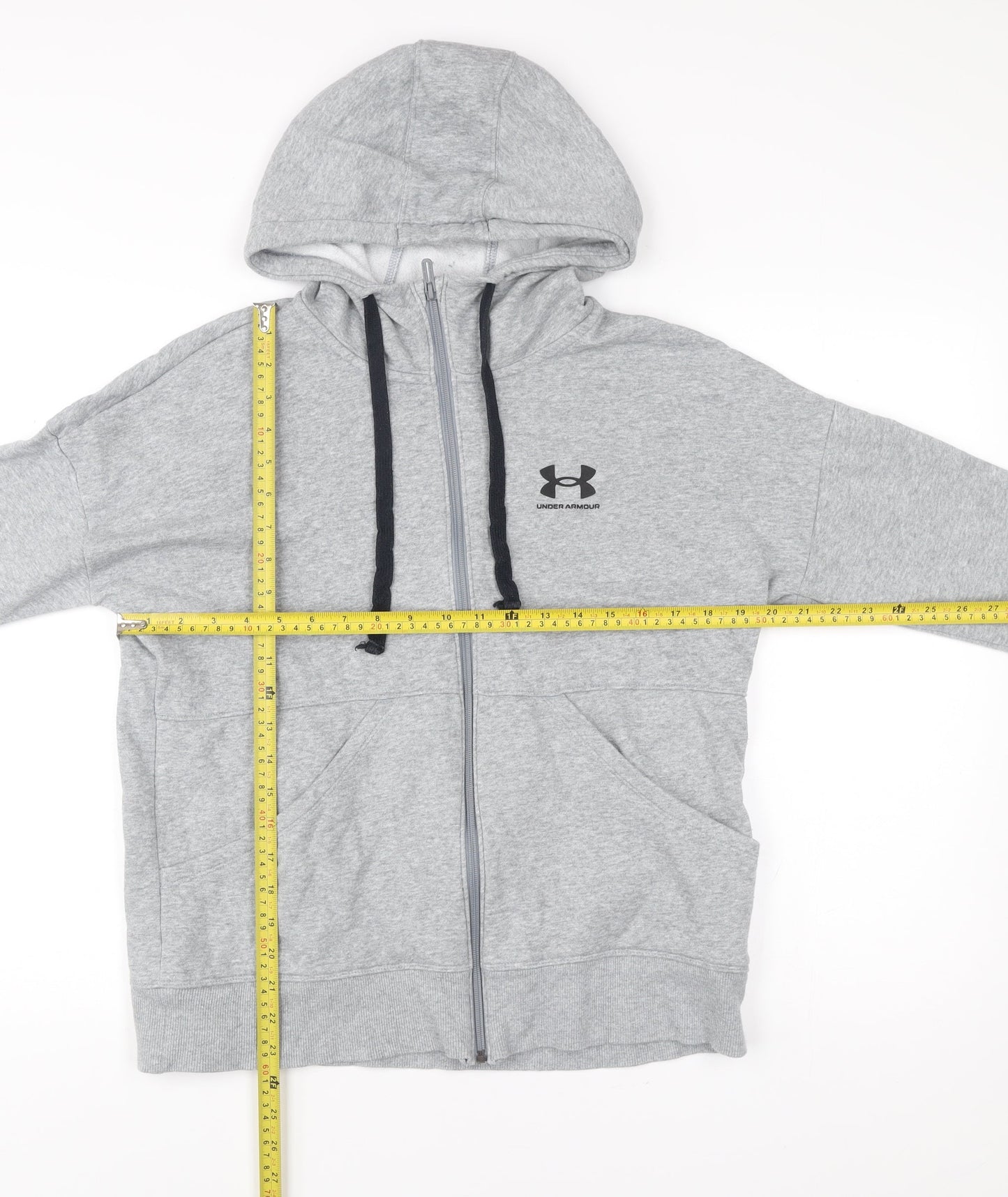 Under Armour Men’s Grey Full Zip Hoodie Size S Relaxed Fit Logo