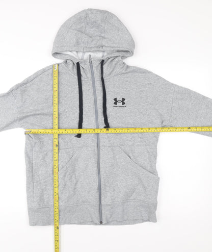 Under Armour Men’s Grey Full Zip Hoodie Size S Relaxed Fit Logo