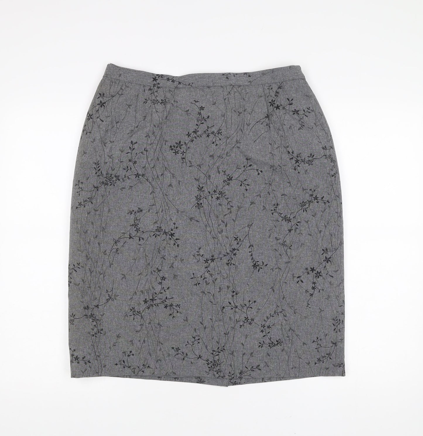 Mackays Women’s Grey Floral Pencil Skirt Size 14 Workwear