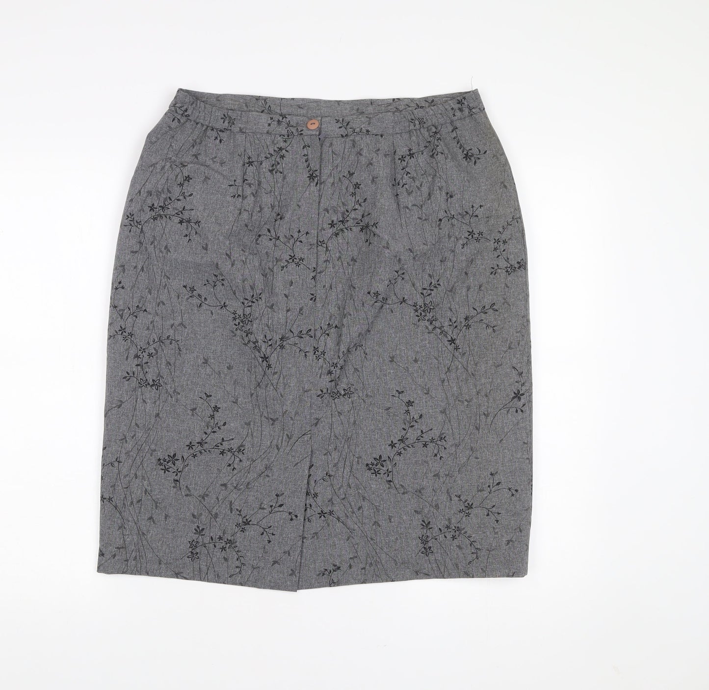 Mackays Women’s Grey Floral Pencil Skirt Size 14 Workwear