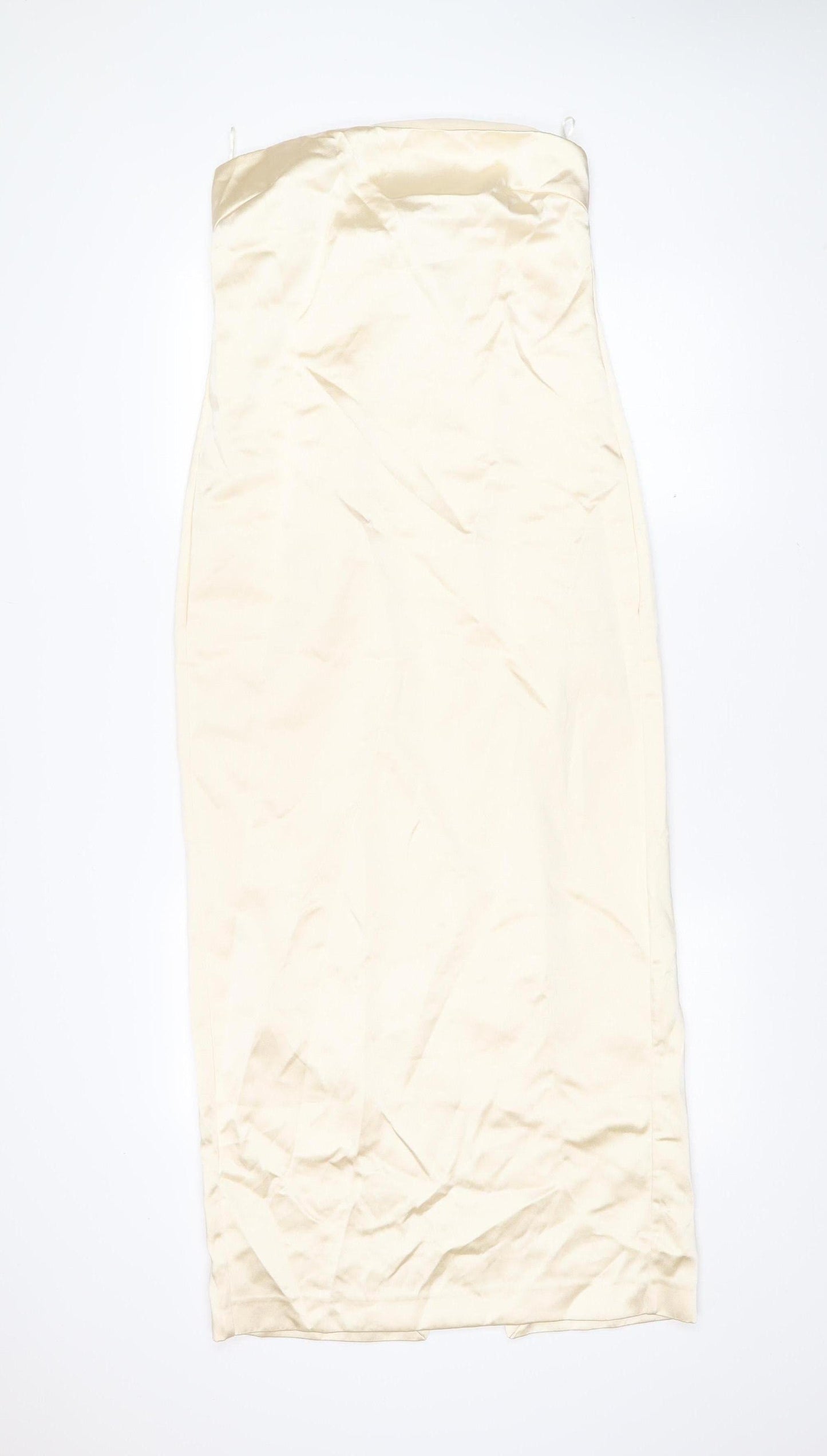 Zara Women’s Ivory Strapless Bodycon Midi Dress Size S New