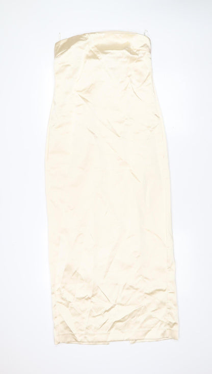 Zara Women’s Ivory Strapless Bodycon Midi Dress Size S New