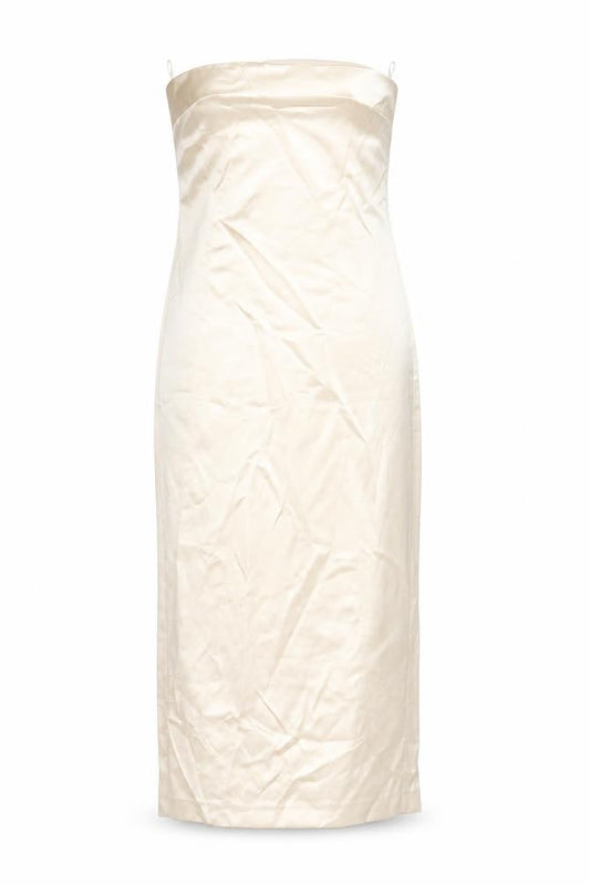Zara Women’s Ivory Strapless Bodycon Midi Dress Size S New