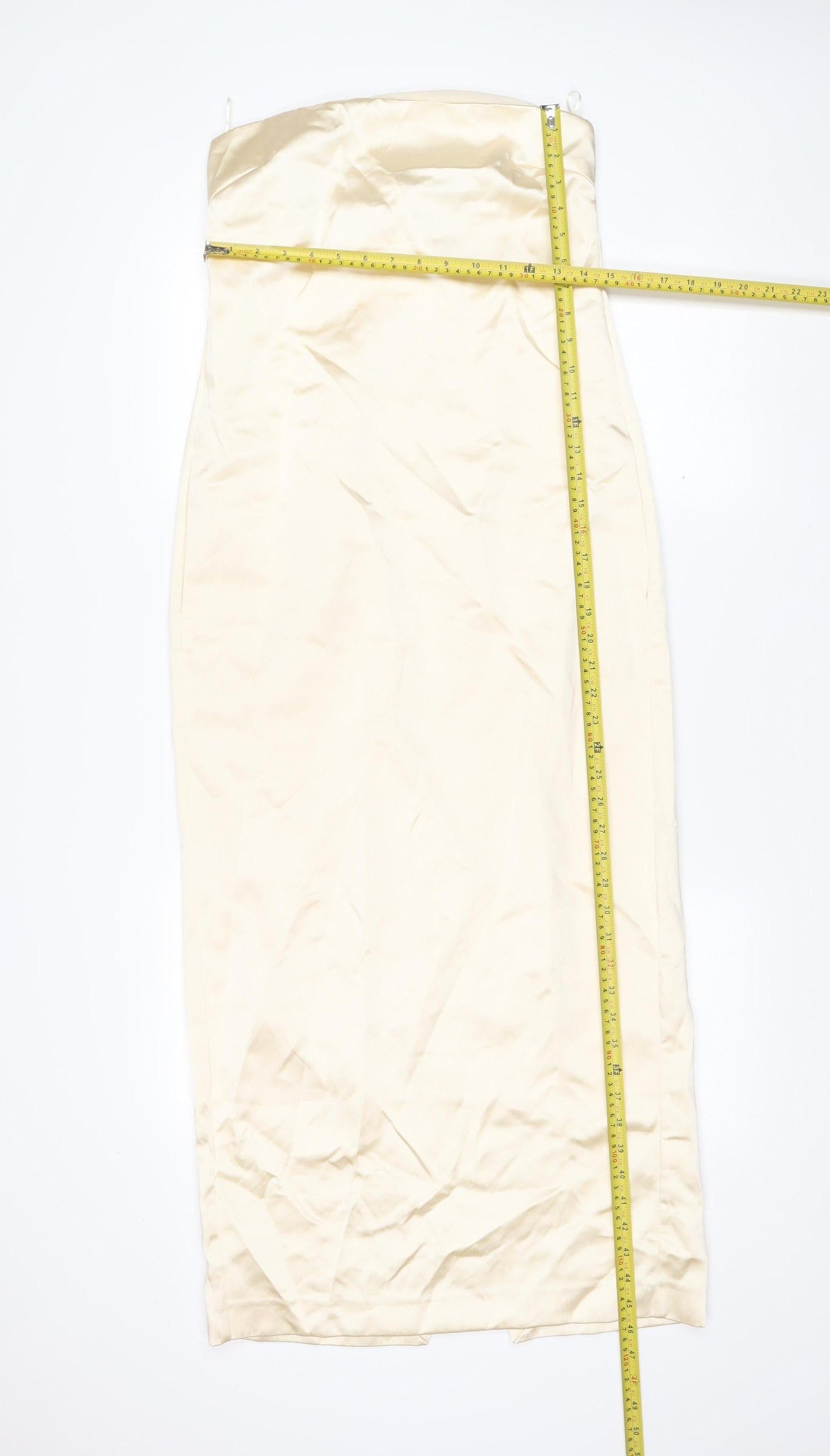 Zara Women’s Ivory Strapless Bodycon Midi Dress Size S New