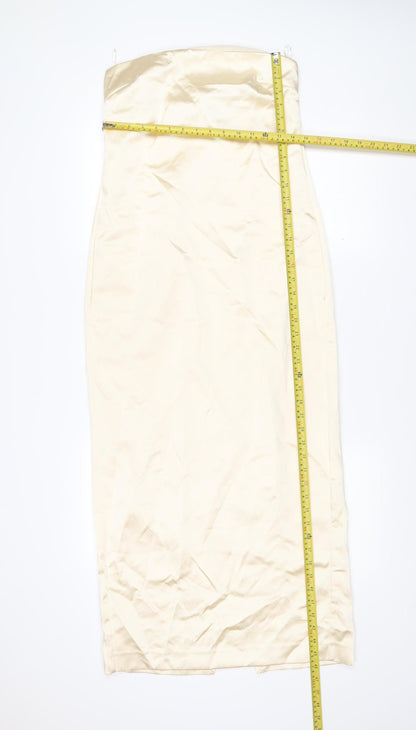 Zara Women’s Ivory Strapless Bodycon Midi Dress Size S New