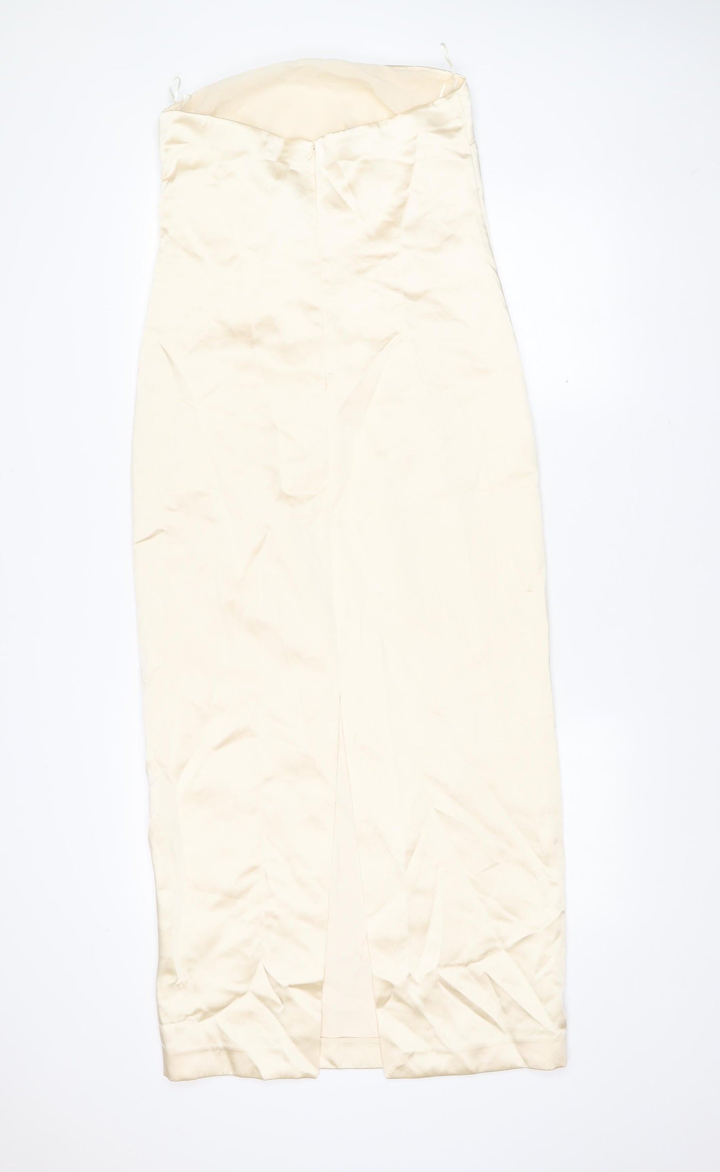 Zara Women’s Ivory Strapless Bodycon Midi Dress Size S New