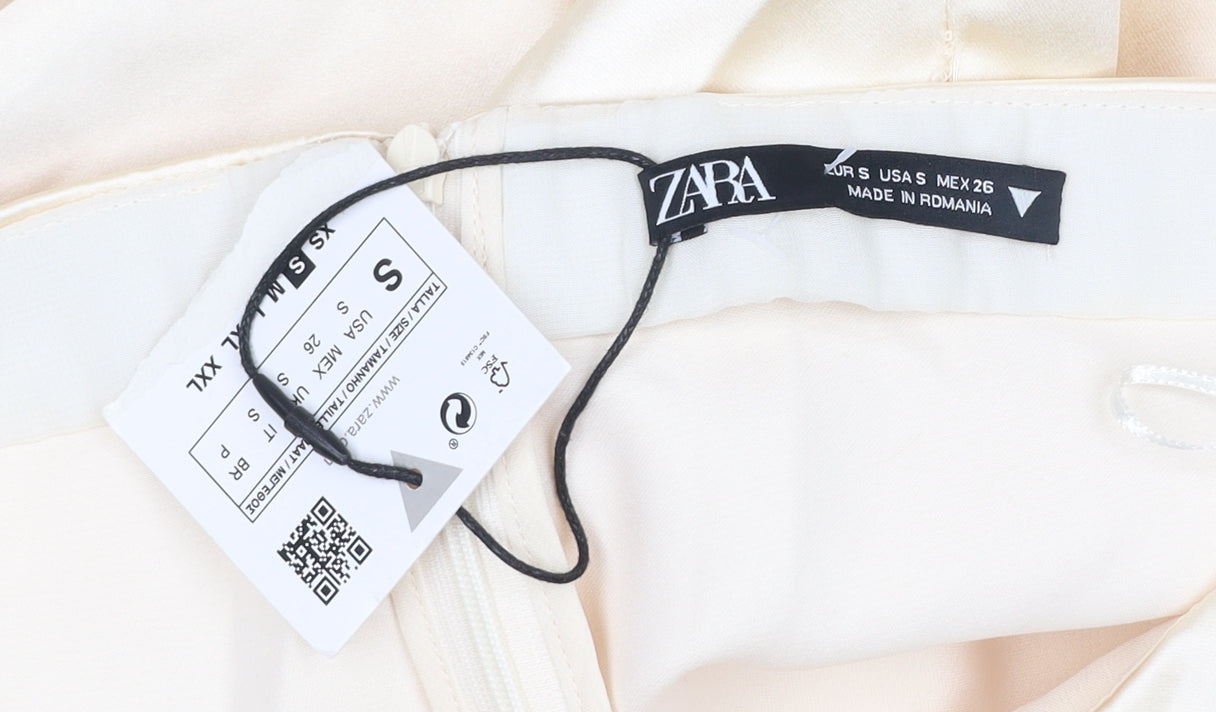 Zara Women’s Ivory Strapless Bodycon Midi Dress Size S New