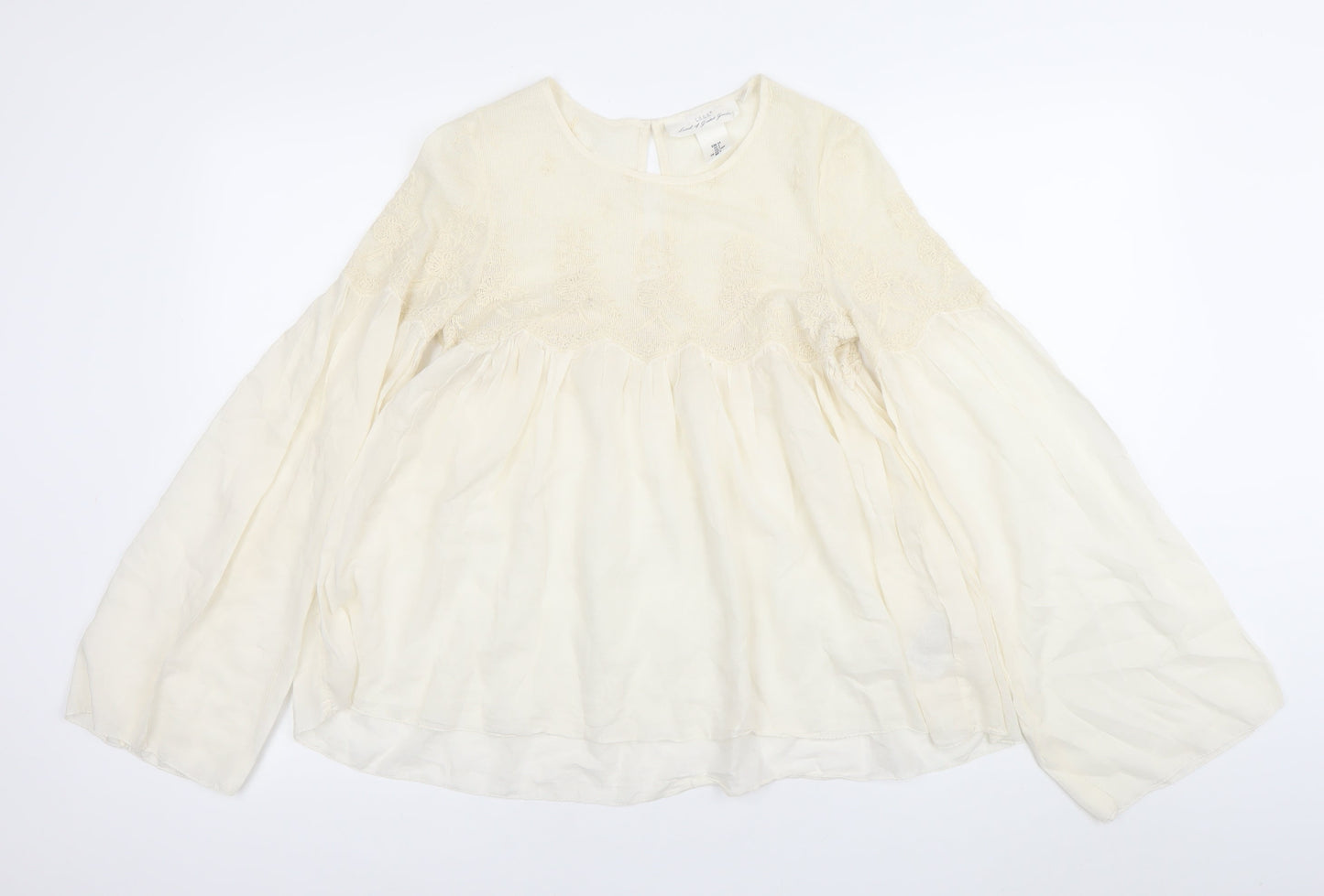 Womens UK Size 8 H&M Ivory Tunic Blouse