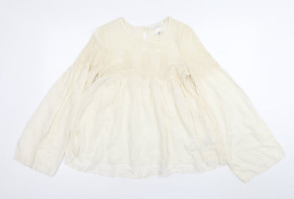 Womens UK Size 8 H&M Ivory Tunic Blouse