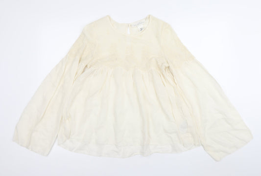 Womens UK Size 8 H&M Ivory Tunic Blouse